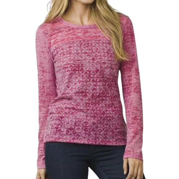 PrAna Lottie Lightweight Pink & Purple Jersey Knit Burnout Tee Size S - Picture 5 of 9